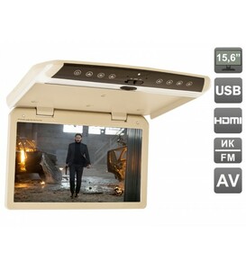 Автомобильный потолочный монитор 15.6" со встроенным FULL HD медиаплеером Avel AVS1550MPP (Бежевый), фото 1