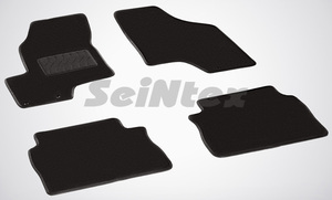 Ворсовые LUX коврики в салон Seintex для Hyundai Santa Fe II (педаль газа сверху) 2006-2010 (черные, 82756), фото 1