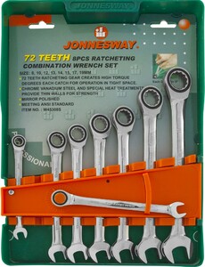 JONNESWAY W45308S Набор ключей гаечных комбинированных трещоточных на держателе, 8-19 мм, 8 предметов, фото 2
