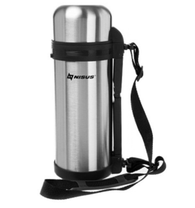 Термос (N-TM-012-G) 1500ML (дополн.пласт.чашка, скл.ручка, ремень) Nisus, фото 2