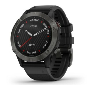 Умные часы Garmin Fenix 6 Sapphire серый DLC с черным ремешком, фото 1