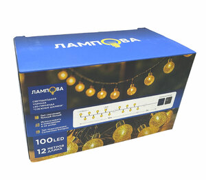 Светодиодная уличная LED-гирлянда ЛАМПОВА "Снежные шарики" (LJL-11-SB-WWL100-12), фото 2