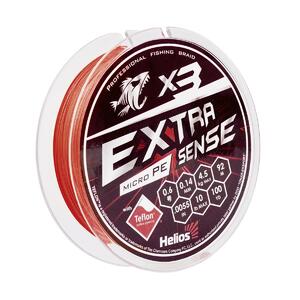 Шнур Extrasense X3 PE Red 92m 0.6/10LB 0.14mm (HS-ES-X3-0.6/10LB) Helios, фото 1