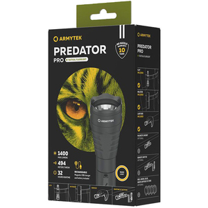 Фонарь светодиодный тактический Armytek Predator Pro Magnet USB, 1400 лм, теплый свет, аккумулятор, фото 3