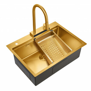 Мойка для кухни MILACIO Denia 68 Steel (комплект) (MC.77418) золото, фото 1