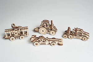 Механический деревянный конструктор Ugears Фиджет Транспорт (набор из 4 шт.), фото 4