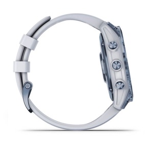 Умные часы Garmin Fenix 7 Sapphire Solar титановый синий минерал DLC с белым ремешком, фото 5