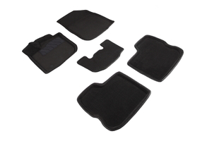 Ворсовые 3D коврики в салон Seintex для Renault Logan II 2014-2020 (черные, 88364), фото 1