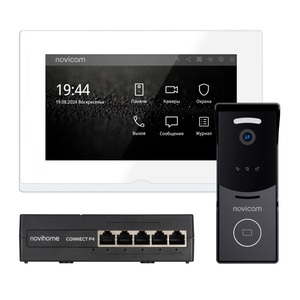 Комплект из IP-видеодомофона, IP-вызывной панели и PoE-коммутатора Novicam IMPULSE 7 IP KIT WHITE v.4645