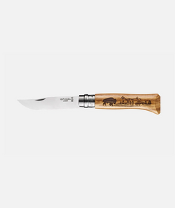 Нож Opinel №8 Animalia, нержавеющая сталь, рукоять дуб, гравировка бизон, фото 2