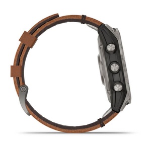 Умные часы Garmin Fenix 7 Sapphire Solar титановый серый с коричневым кожаным ремешком, фото 5