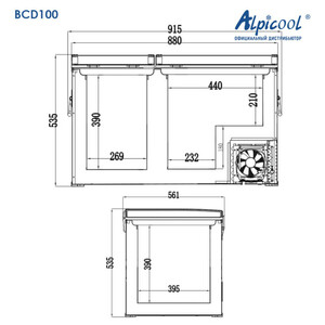 Автохолодильник компрессорный двухкамерный Alpicool BCD100 (12/24/220В), фото 18