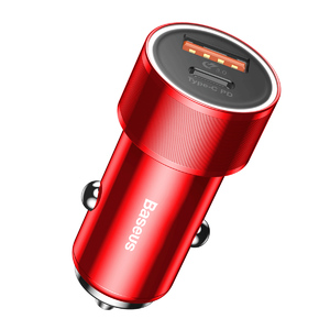 Автомобильное зарядное устройство Baseus Small Screw Type-C PD+USB Quick Charge Car Charger 36W red, фото 1