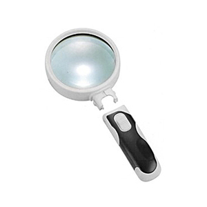 Лупа Kromatech ручная круглая 10x, 50 мм, с подсветкой (2 LED), черно-белая 77350B, фото 1