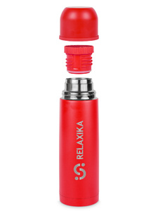 Термос Relaxika 101 (0,75 литра), красный (стикерпак "Альпинизм"), фото 3