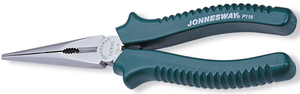 JONNESWAY P116 Длинногубцы прямые, многофункциональные, с полимерными рукоятками, 160 мм