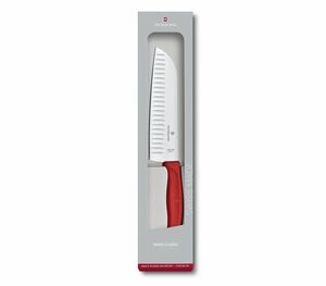 Нож Victorinox сантоку, лезвие 17 см прямое, красный, фото 2