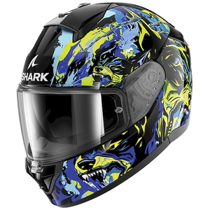 Мотошлем Shark Ridill 2 RAGING BEAST глянцевый Black/Blue/Green L, фото 1