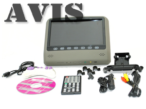 Навесной монитор на подголовник с диагональю 9" и встроенным DVD плеером Avel AVS0988T (серый), фото 3