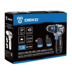 Дрель-шуруповерт аккумуляторная DEKO DKCD12 PRO ONE в кейсе, с 3 насадками, 12В, 2x3.0Ач, фото 6