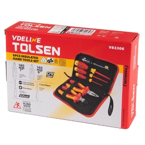 Набор инструментов диэлектрических TOLSEN 6 предметов, в футляре на молнии TTV83306, фото 5