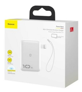 Портативное зарядное устройство Baseus Mini S Bracket 10W Wireless Charger 10000mAh 18W белый, фото 6