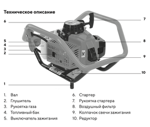 Профессиональный мотобур, 3.39 л.с., BURAN DT-800, фото 2