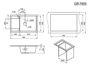 Мойка для кухни GRANULA 7805 (GR-7805 алюминиум), фото 3