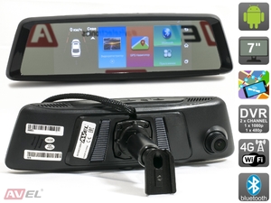 Зеркало заднего вида AVS0423DVR с монитором 7” и видеорегистратором на Android, фото 7