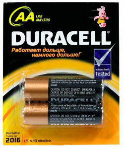 Набор алкалиновых батареек "Duracell Original", тип AA, 2 шт