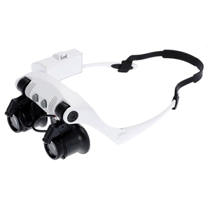 Лупа-очки Kromatech налобная бинокулярная 10/15/20/25x, с подсветкой (2 LED) MG9892G-3A, фото 1