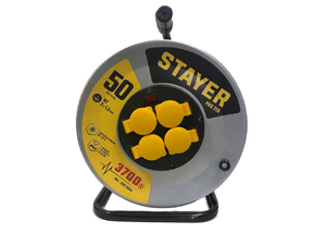 Силовой удлинитель на стальной катушке STAYER Pro 315 кг 3x1.5 50м 55077-50 55077-50_z01, фото 1