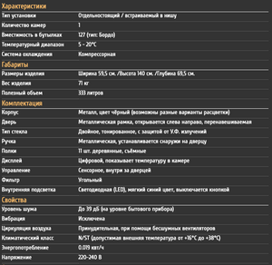 Винный шкаф CellarPrivate однокамерный на 127 бутылок черный CP127-1TB, фото 11