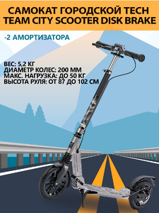 Самокат Tech Team City Scooter Disk Brake Grey, фото 1