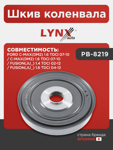 Шкив коленвала LYNXauto PB-8219. Для: FORD ФОРД C-max(Цмакс)(DM2) 1.6 TDCi 07-10 / C-max(Цмакс)(DM2) 1.6 TDCi 07-10 / FUSION(Фьюжен)(JU_) 1.4 TDCi 02-12 / FUSION(Фьюжен)(JU_) 1.6 TDCi 04-12, фото 1