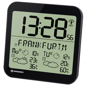 Часы настенные Bresser MyTime Meteotime LCD, черные, фото 2