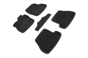 Ворсовые 3D коврики в салон Seintex для Ford Focus III МКПП 2011-2015 (черные)
