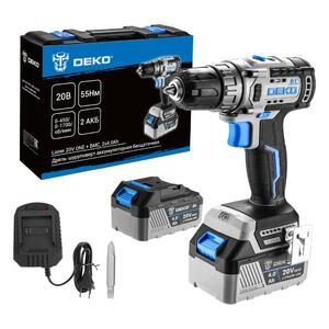 Дрель-шуруповерт аккумуляторная бесщеточная DEKO Loner 20V ONE + в кейсе, 20В, 2*4.0Ач, фото 2