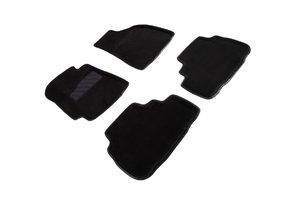 Ворсовые 3D коврики в салон Seintex для Toyota Highlander II 2007-2013 (черные)