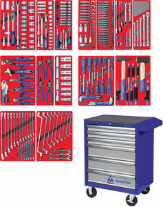 Набор инструментов "ЛИДЕР" в синей тележке, 270 предметов МАСТАК 52-06270B, фото 2