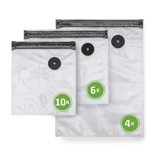 Пакеты вакуумные ЗИП CASO Vacu ZIP-Bags-Set 20*23-10, 26*23-6, 26*35-4, 150мкм, фото 5