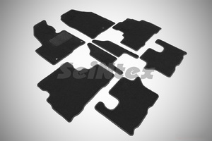 Ворсовые LUX коврики в салон Seintex для KIA Sorento Prime (3 ряда) 2015-н.в. (черные, 86475)