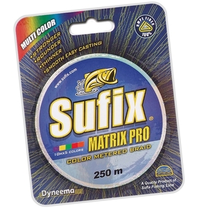 Леска плетеная SUFIX Matrix Pro разноцвет. 250м 0.25мм 22.5кг