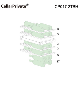 Винный шкаф CellarPrivate встраиваемый, двухзонный на 17 бутылок черный, скрытая ручка CP017-2TBH, фото 5