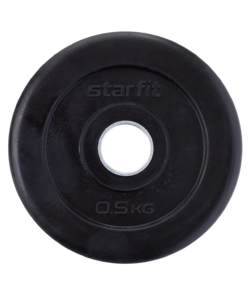 Диск обрезиненный Starfit BB-202 d=26 мм, стальная втулка, черный, 0,5 кг, фото 2