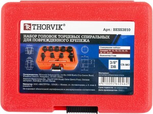 Thorvik BESS3810 Набор головок торцевых спиральных для поврежденного крепежа 3/8"DR, 10-19 мм, 10 предметов, фото 3