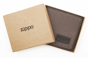 Портмоне Zippo, коричневое, натуральная кожа/холщовая ткань, 11×1,5×10,5 см, фото 5