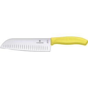 Нож Victorinox сантоку, лезвие 17 см рифленое, желтый, в картонном блистере, фото 2