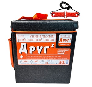 Рыболовный ящик Camping World "Друг-2" 30 л черный (в комплекте резинка, карман и самоспасатель), фото 1
