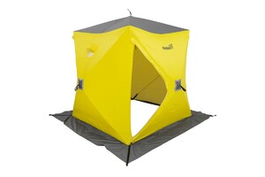 Палатка зимняя утепленная Helios Куб Premium 1,8х1,8 желтый/серый HS-WSCI-P-180YG, фото 2
